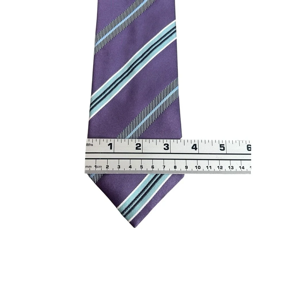 ERMENEGILDO ZEGNA‎ Mens 100% Silk Necktie ITALY Luxury STRIPED Purple/Blue